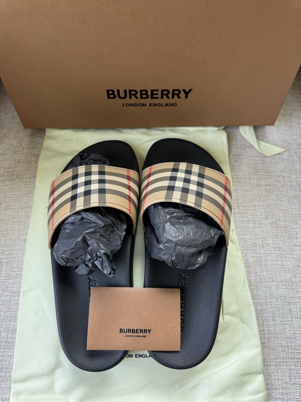 Burberry Furley Check Slide Sandals